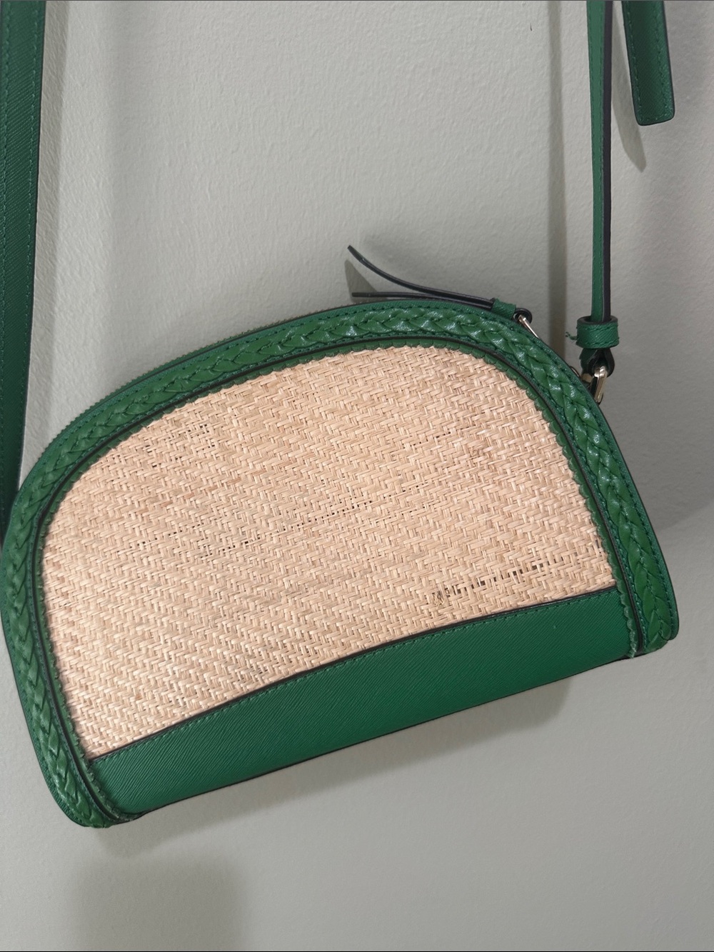 🎆Kate spade Green and Natural Straw Dome Crossbody - Picture 4 of 7